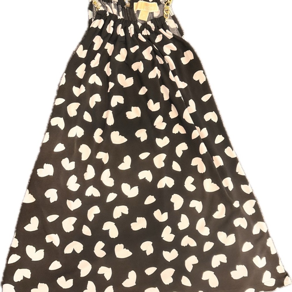 Michael Kors Chain Strap Blouse Black and White Print Sleeveless Top Size M Wom
